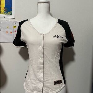 Harley-Davidson Women's Black and White Button-Down Shirt
